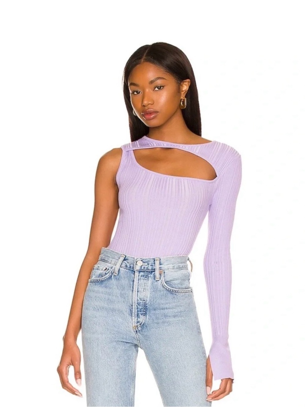 Song of Style Landon Cut Out Sweater Lilac L Revolve One Shoulder